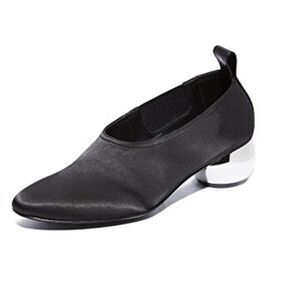 Opening Ceremony Black Silver Heels Dalia Satin Slip-On Shoes NWOT Size 37(7)